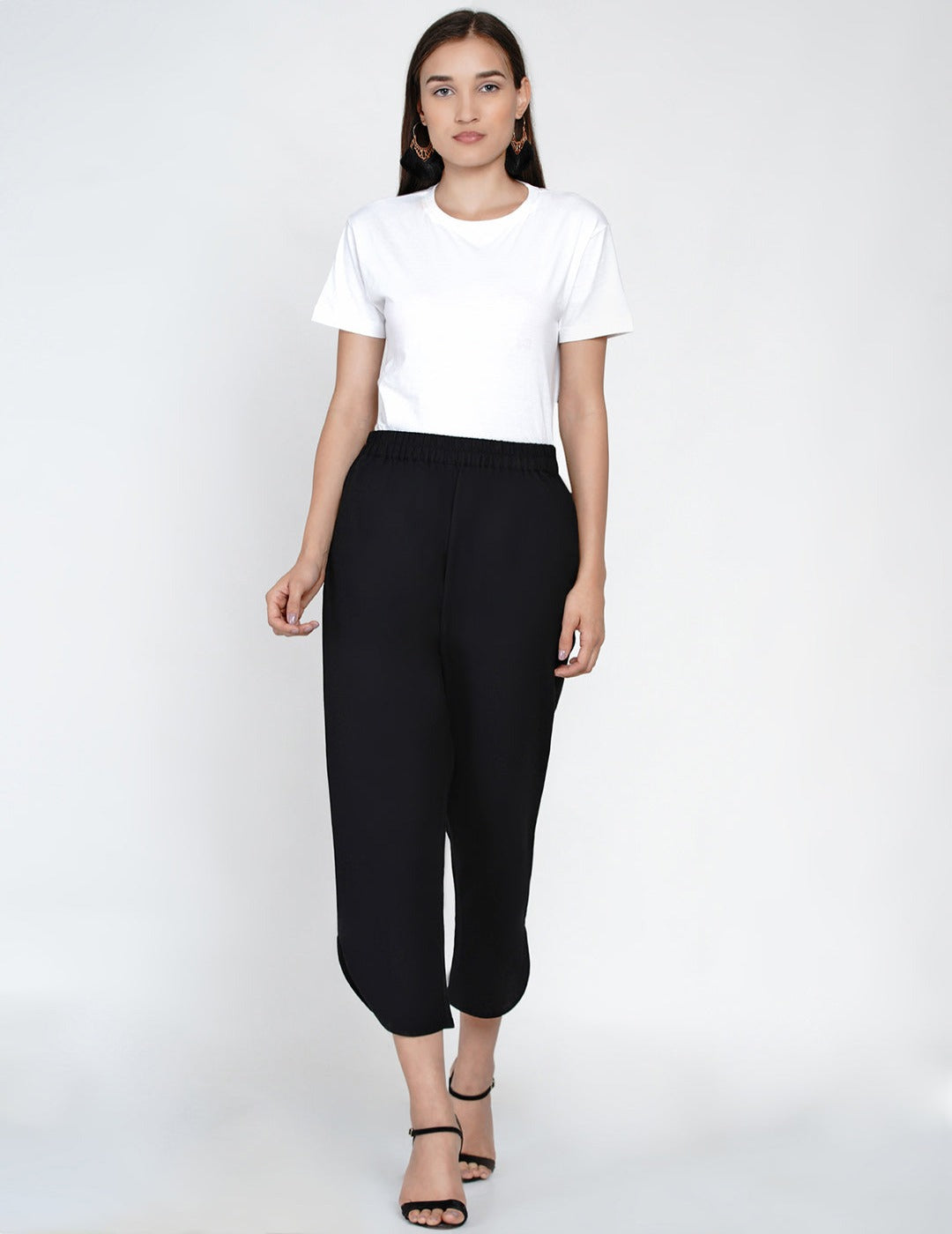 Black cotton flex petal pants