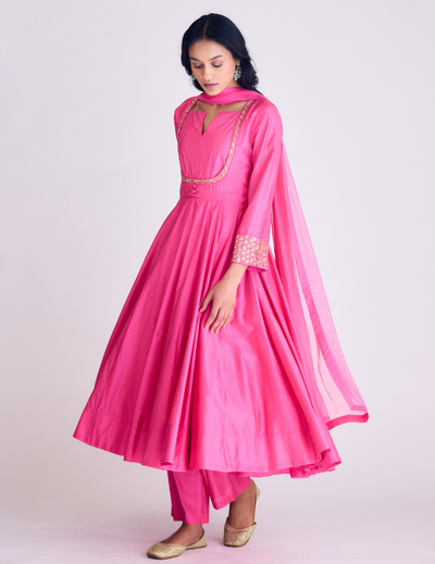 Pink Embroidered Anarkali