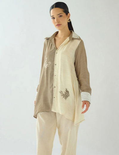 The Ivory Sandscript Muslin Embroidered Shirt