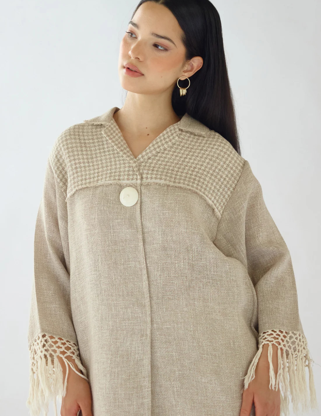 Ivory Stone Drift Embroidered Jute Shirt