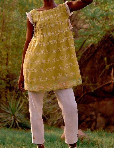 Lime Haven Cotton Embroidered Tunic