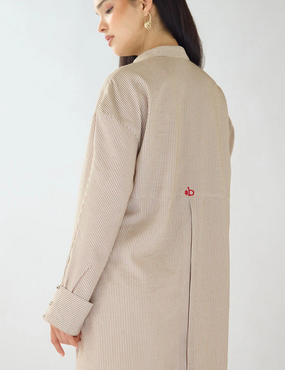 Ivory Striped Embroidered Shirt