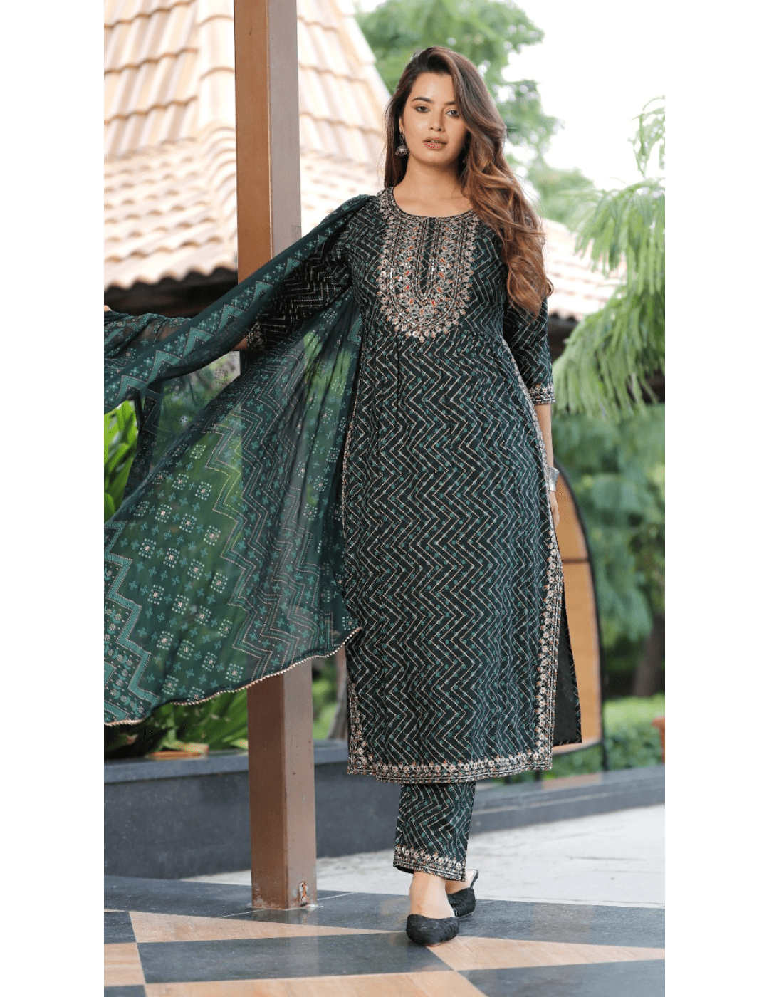 Green Embroidered palazzo set online