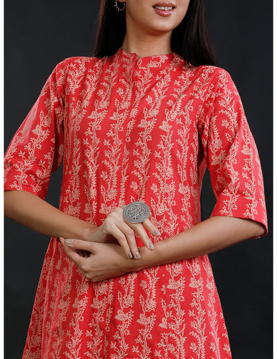 Red A-Line Kurta And Pant