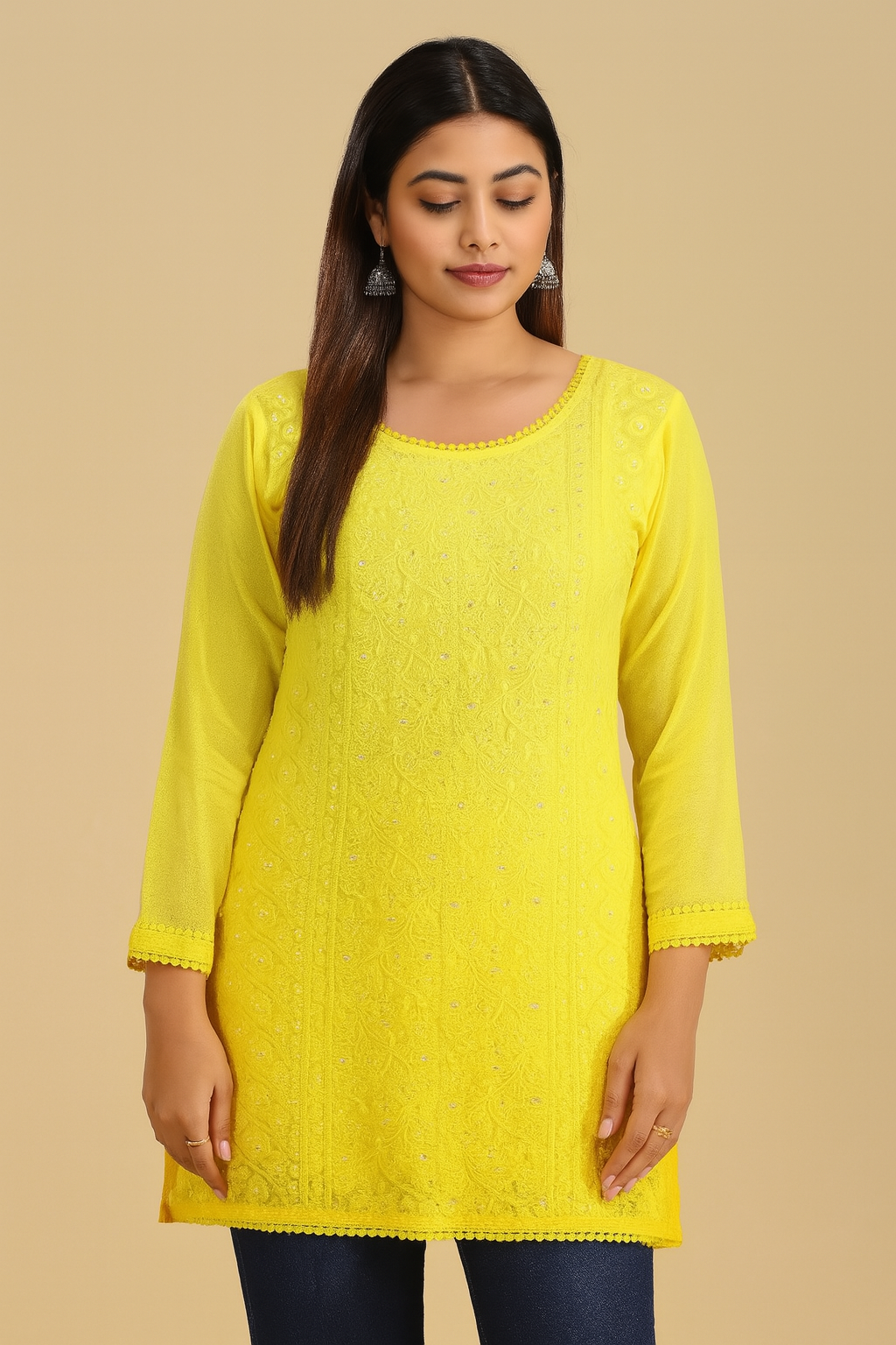 Zohra –Ombre Yellow Chikankari Kurti