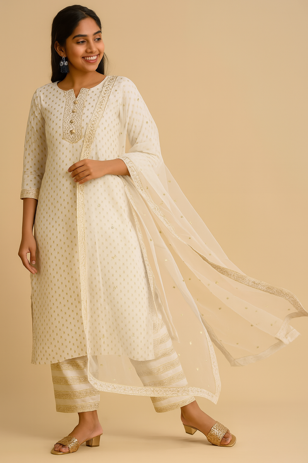 Noor – Ivory Motif Printed Kurta Set