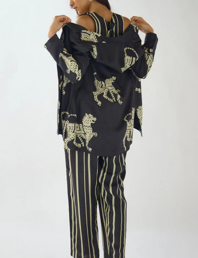 Black Cotton Stripes Abstract Co-ord Set