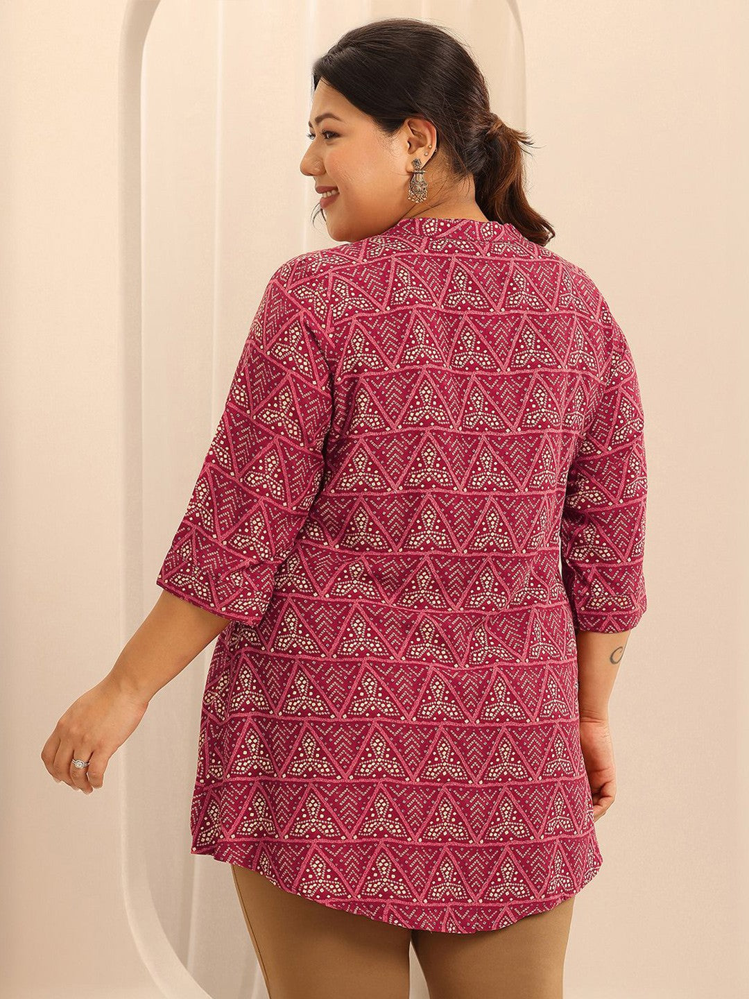 Rani Pink Printed Cotton Kurti
