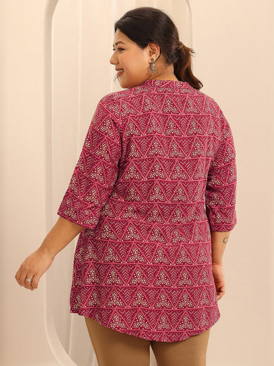 Rani Pink Printed Cotton Kurti