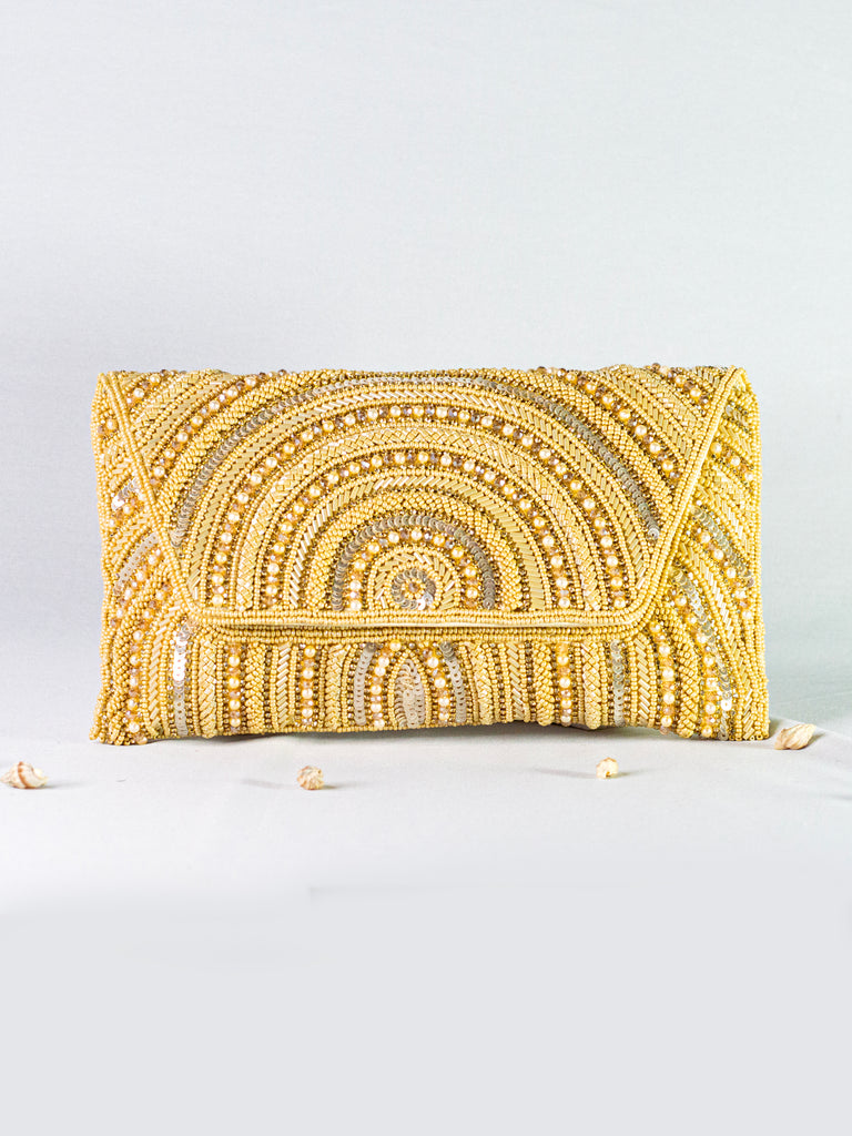 Hand Embellished Gold Clutch – Studio J Shop