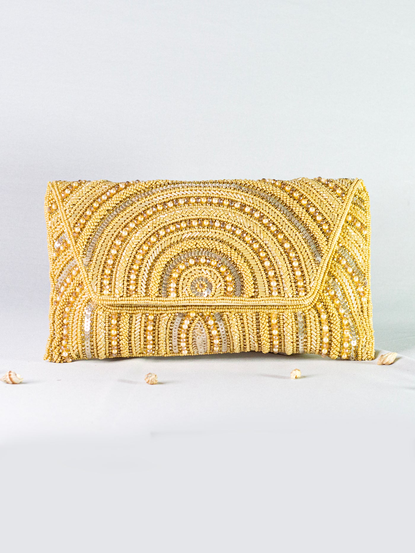 Hand Embellished Gold Clutch