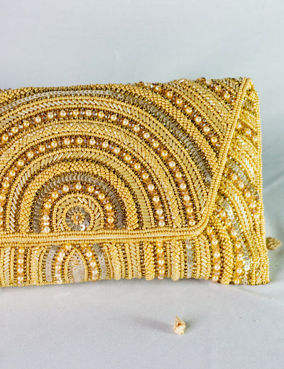 Hand Embellished Gold Clutch