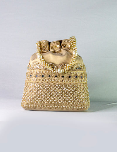Antique Golden Hand Embellished Potli