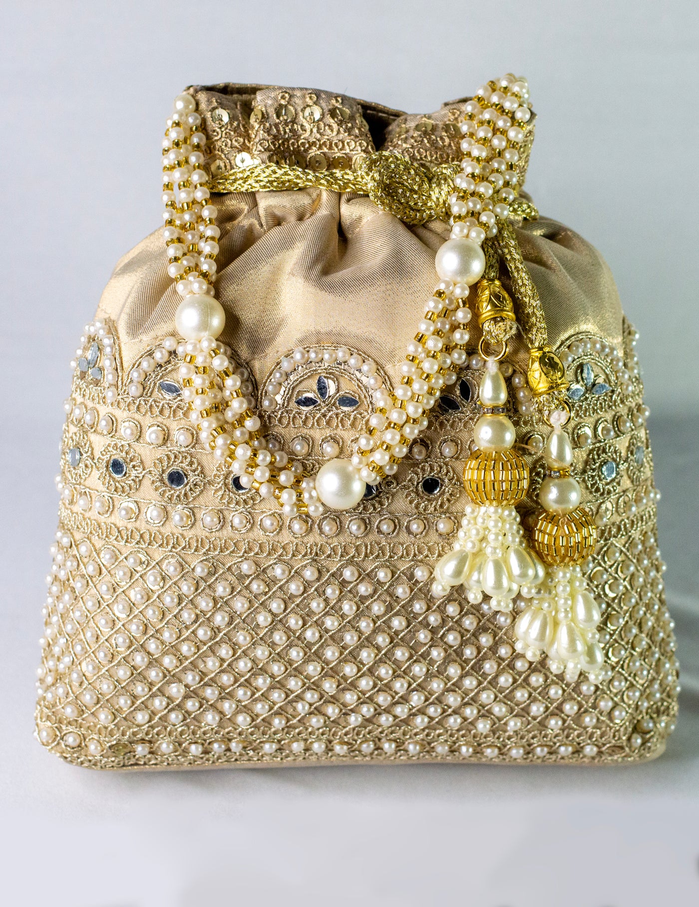 Antique Golden Hand Embellished Potli