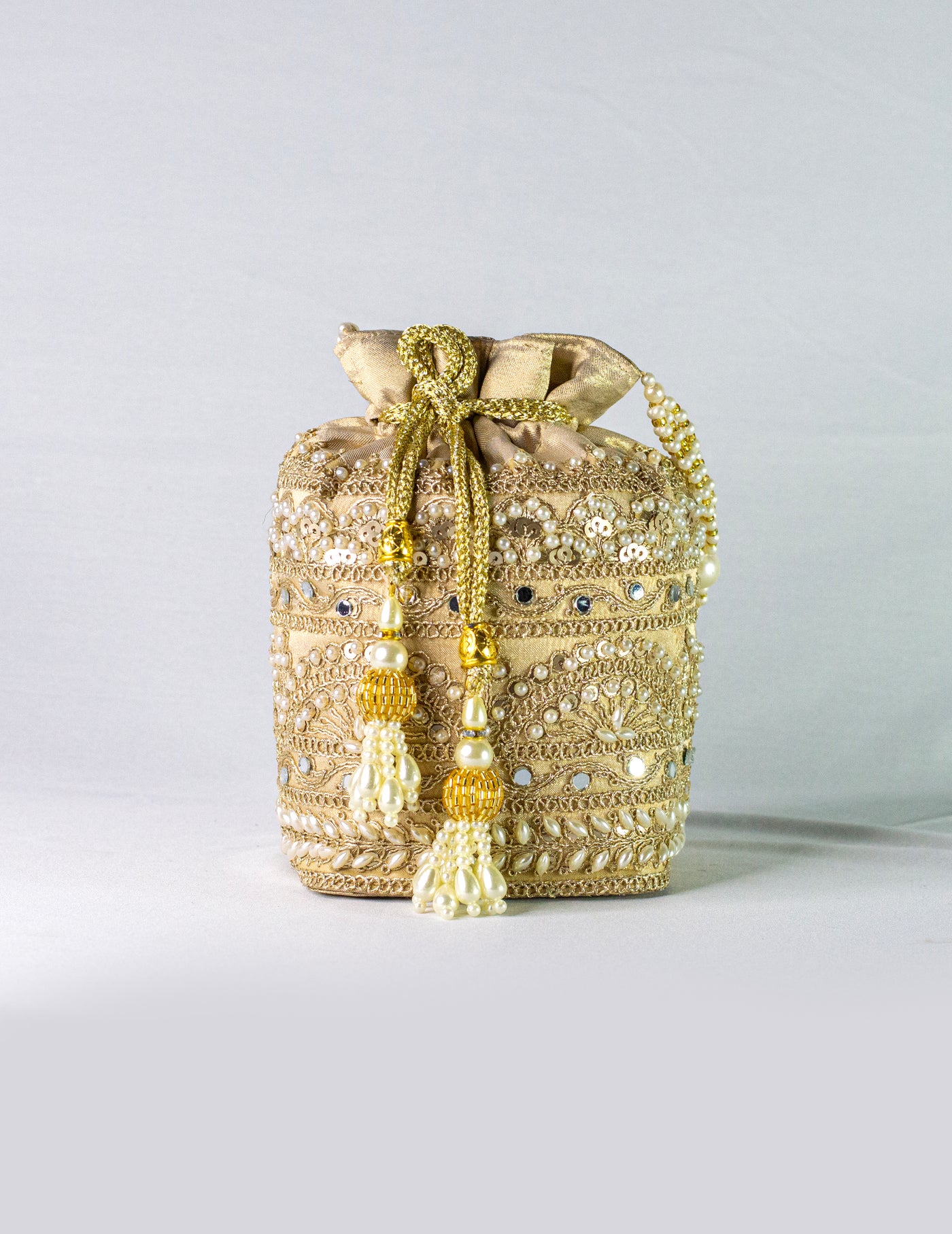 Hand Embellished Golden Potli