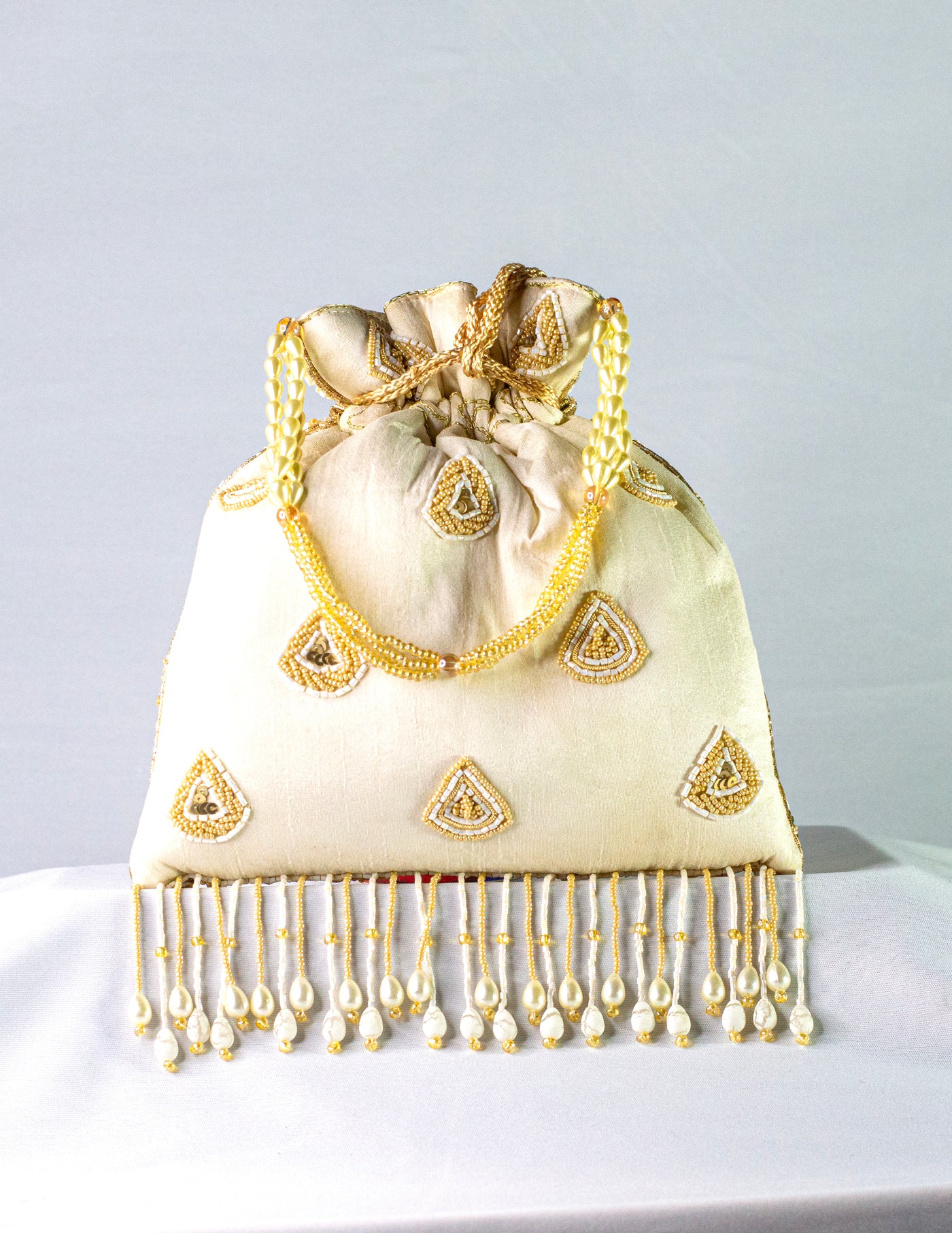 Classy Beige Hand Embellished Potli