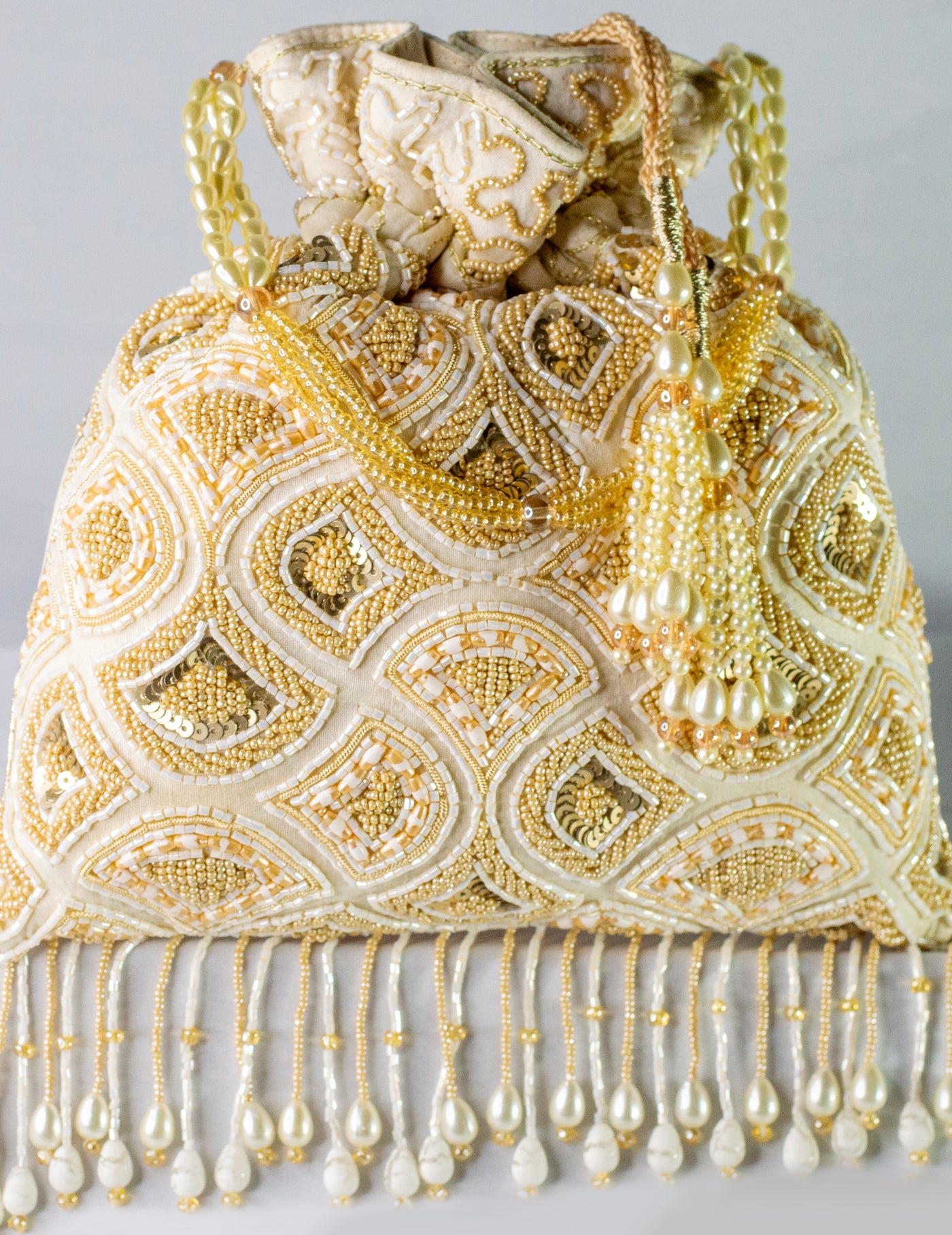 Classy Beige Hand Embellished Potli
