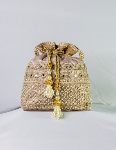 Gold Hand Embellished Potli
