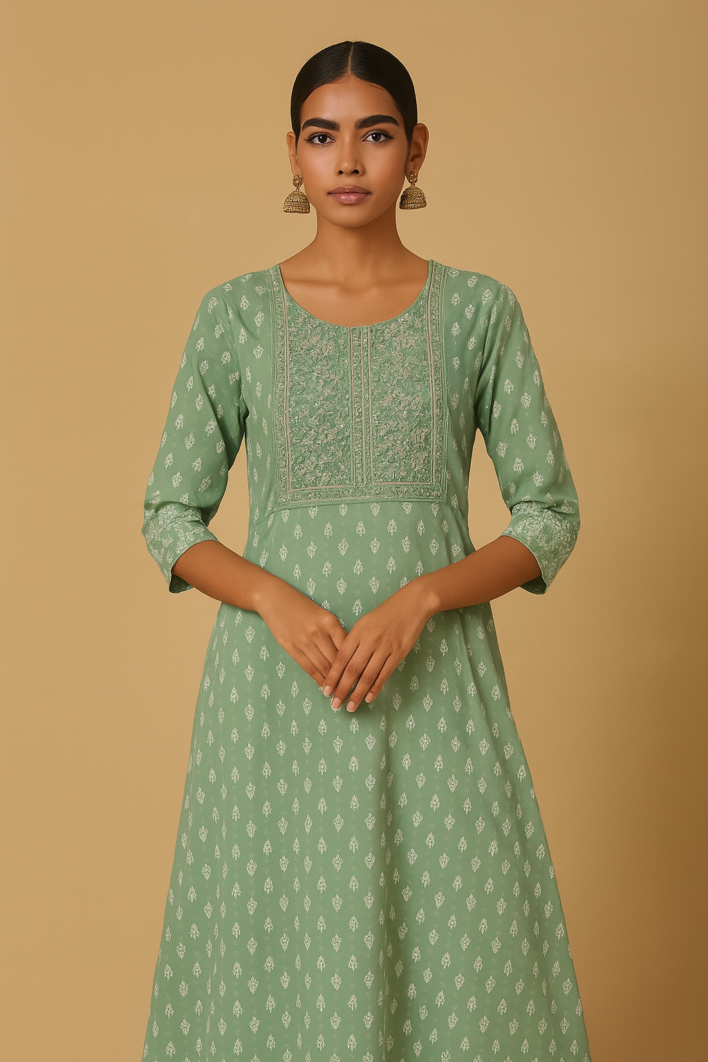 Inaayat – Sage Green Easy-Wear Anarkali