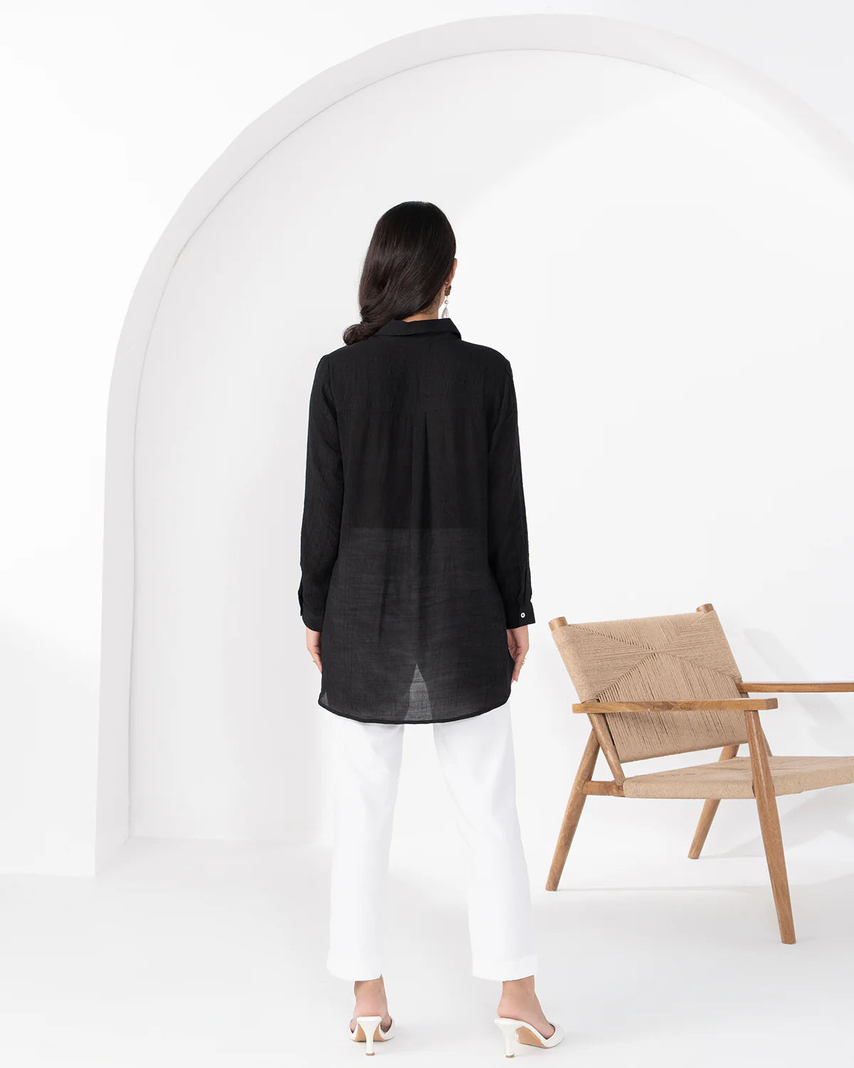 BLACK FLORET CRYSTALLINE SHIRT