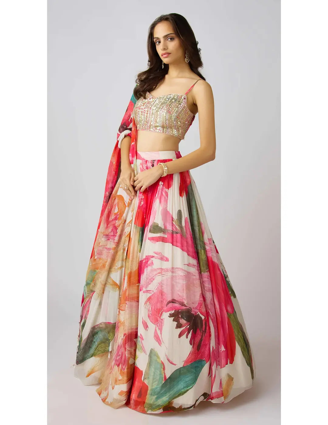Multi Embroidered Lehenga Set