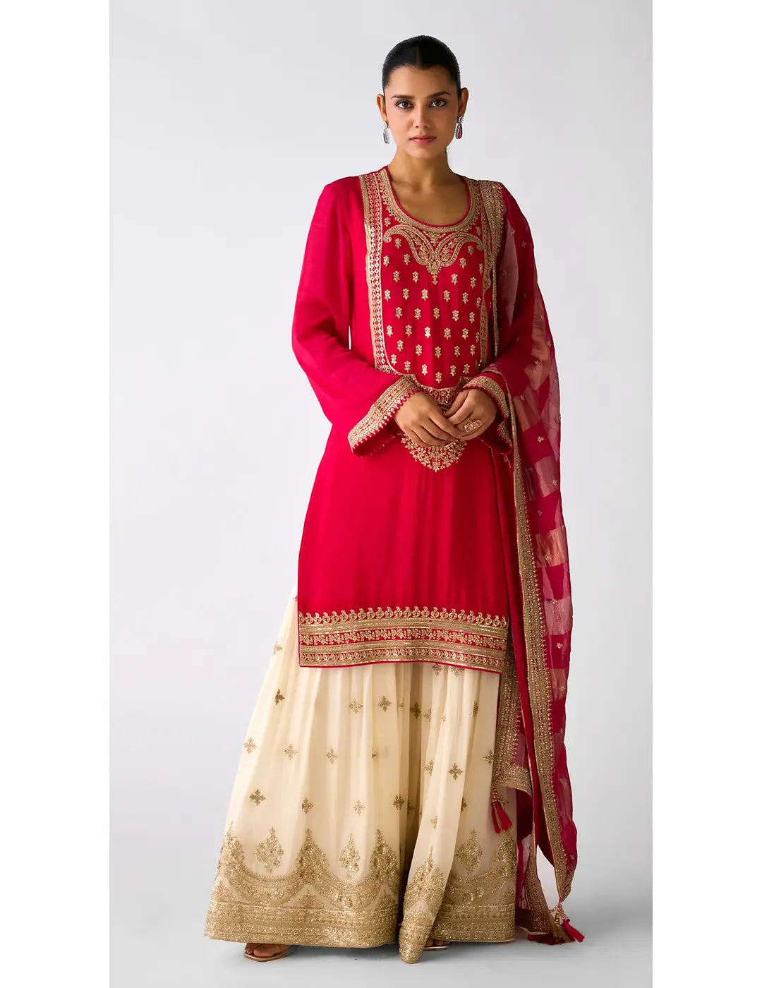 Pink Zari Work Sharara Set