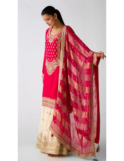 Pink Zari Work Sharara Set