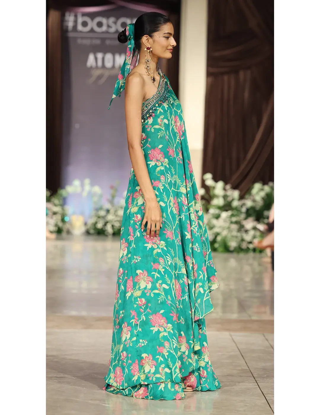 The Blossom One-Shoulder Cape & Sharara Set