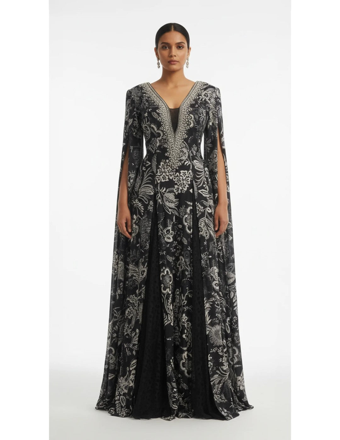 Black Crepe Embroidered Jumpsuit