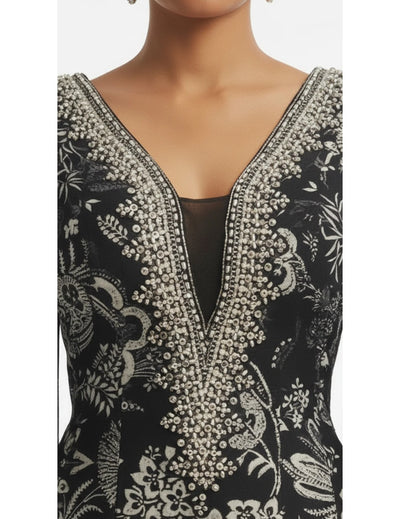 Black Crepe Embroidered Jumpsuit