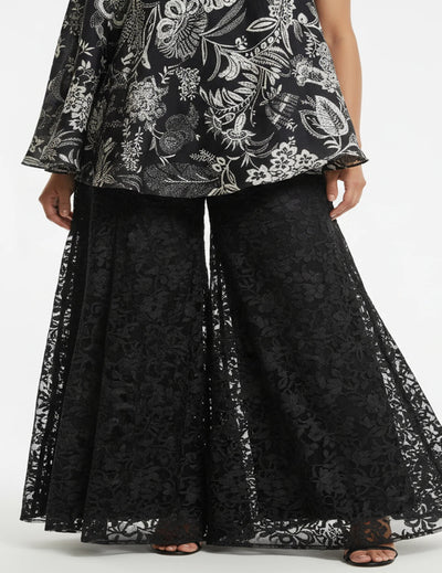 Black Crepe Embroidered Sharara Set