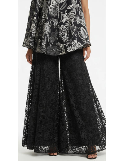 Black Crepe Embroidered Sharara Set