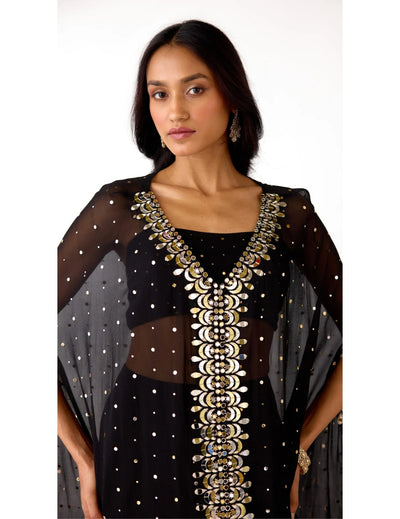 Black Mukaish Georgette Embroidered Sharara Set