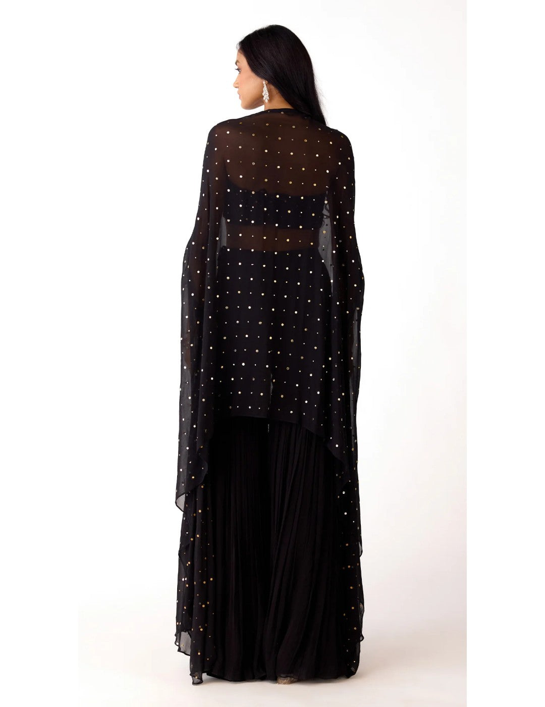 Black Mukaish Georgette Embroidered Sharara Set