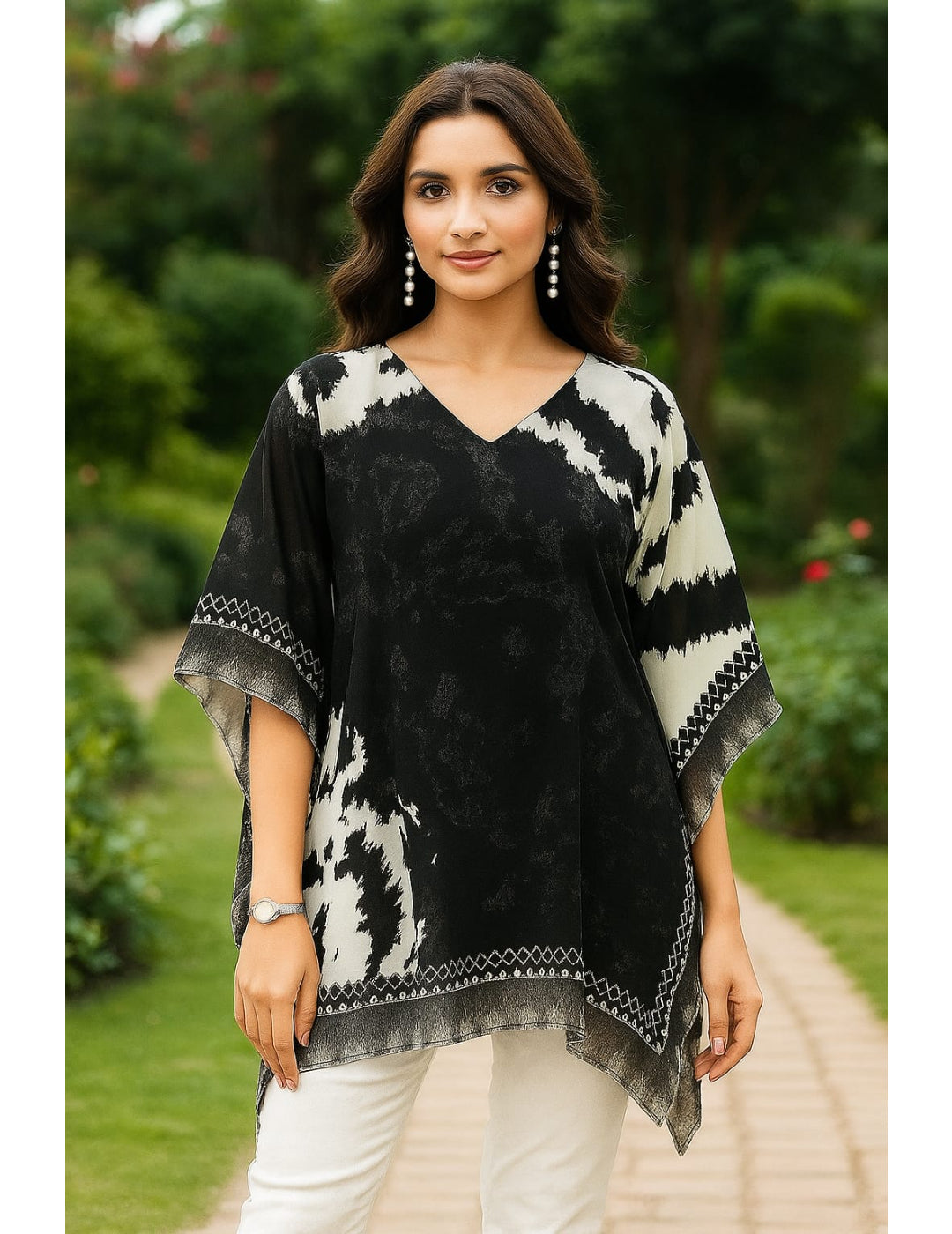 Black Printed Kaftan