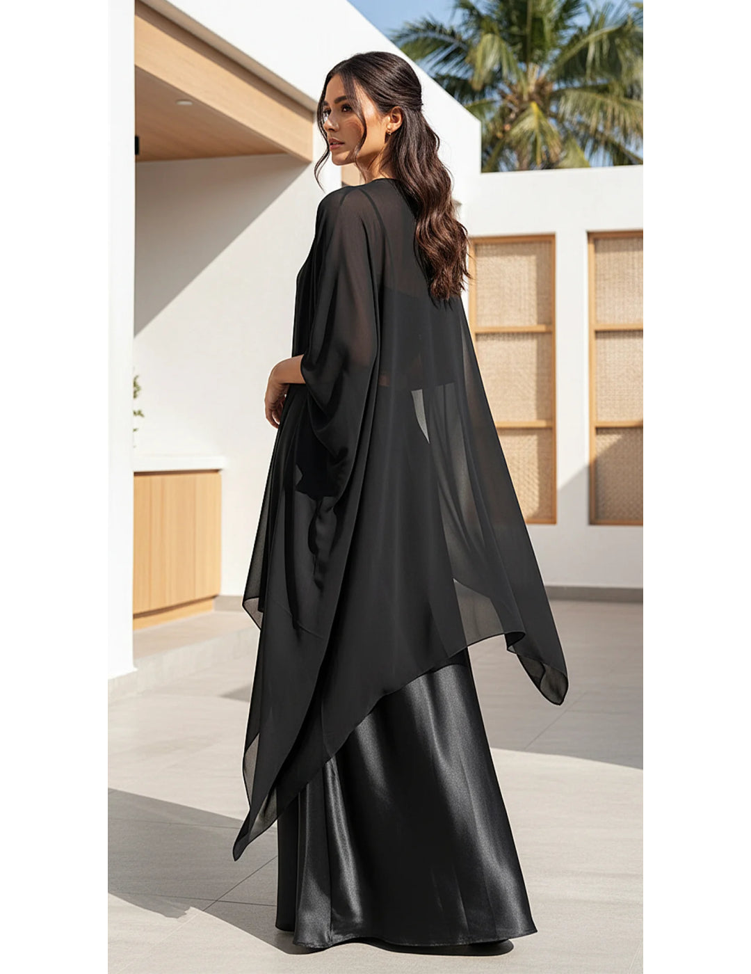 Black Satin Embroidered Lehenga Set