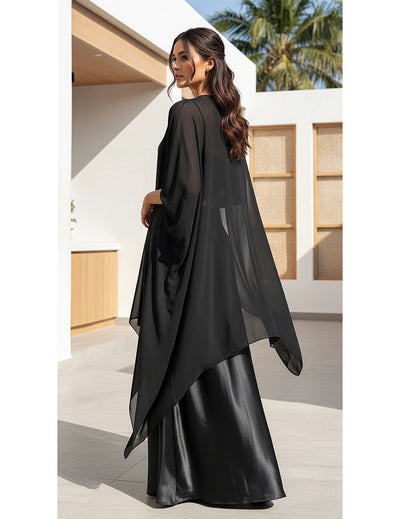 Black Satin Embroidered Lehenga Set