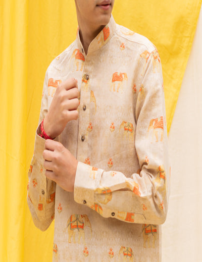 粉色 &amp; 金色 Cape Dhoti 套装