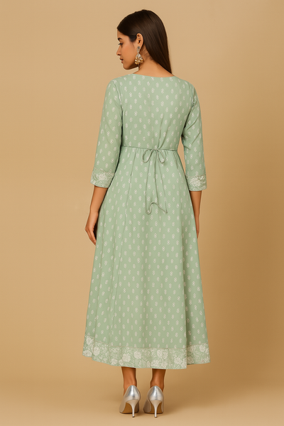 Inaayat – Sage Green Easy-Wear Anarkali