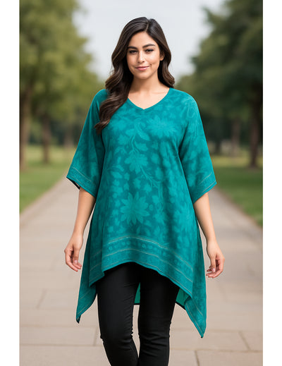 Green Floral Printed Kaftan