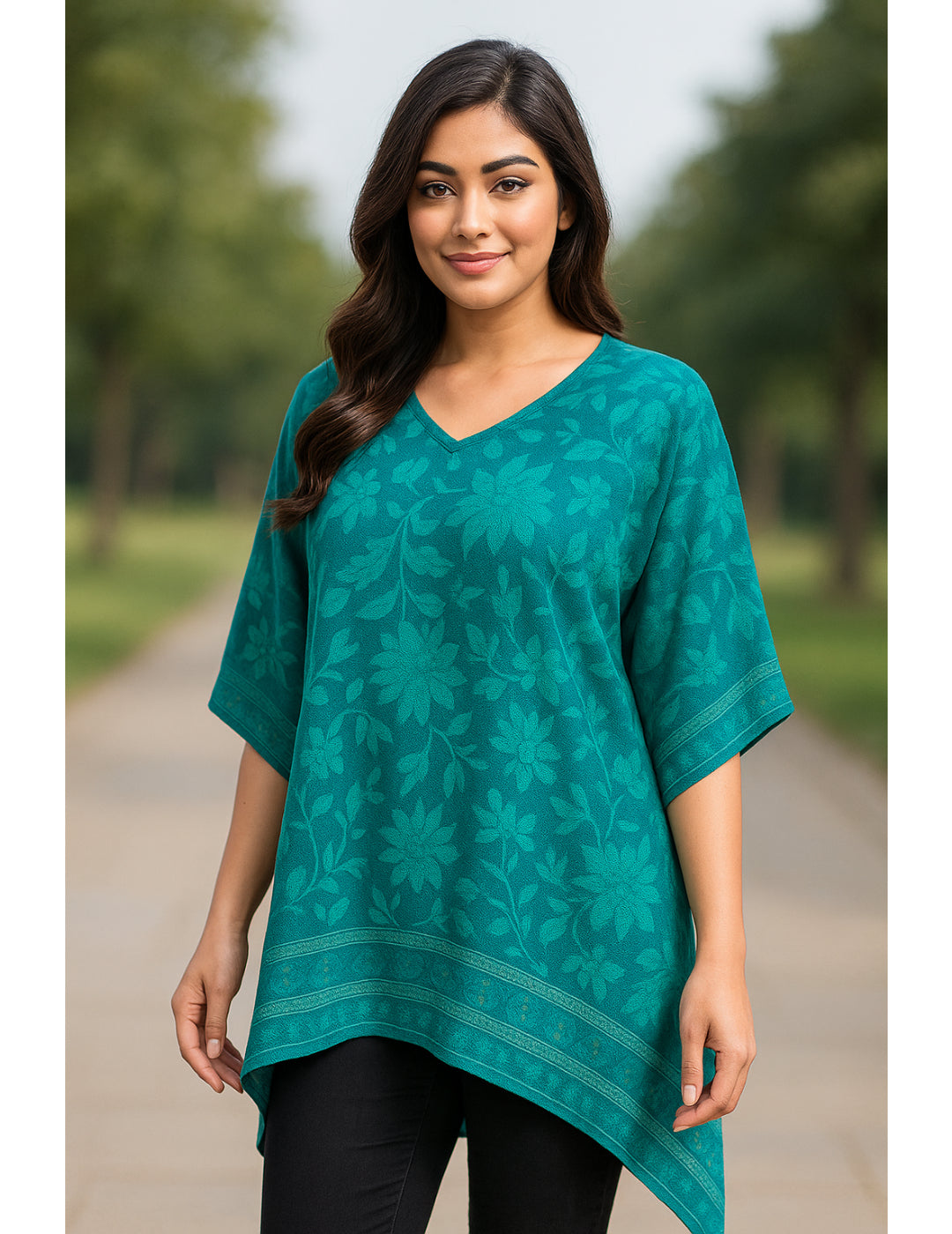 Green Floral Printed Kaftan