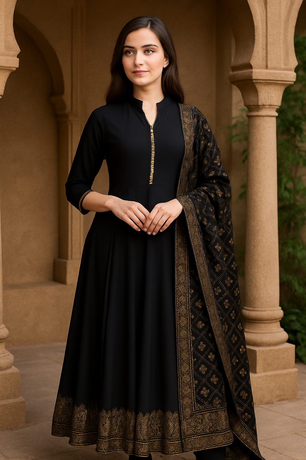 Kaala Sitara – Black Anarkali Set With Dupatta