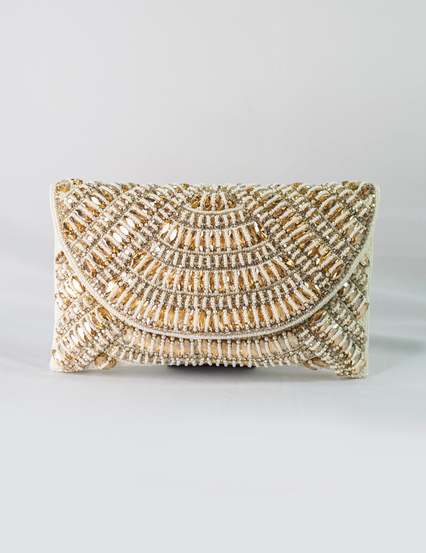Beige Embellished Clutch