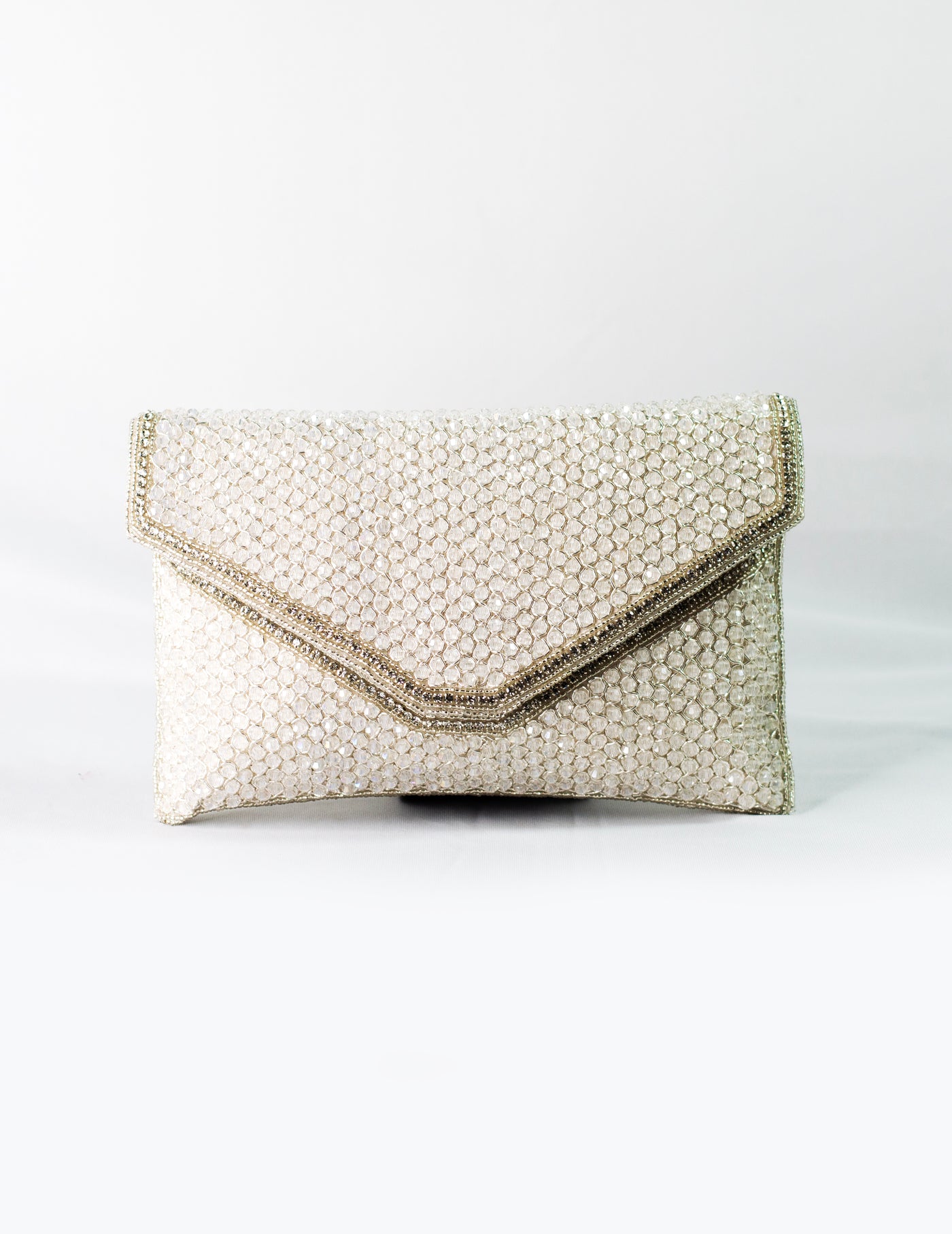 Crystal Envelope Beige Clutch