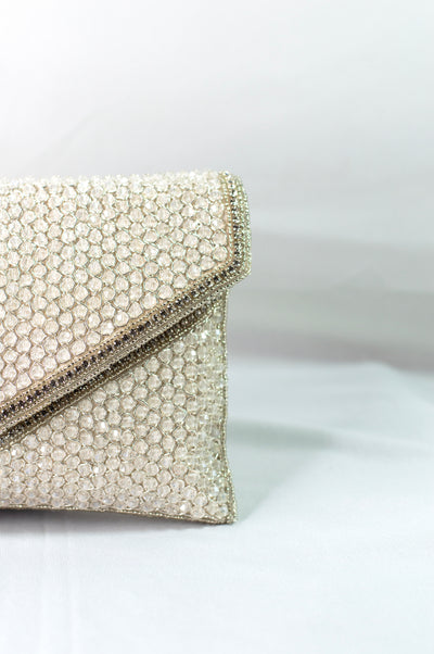 Crystal Envelope Beige Clutch