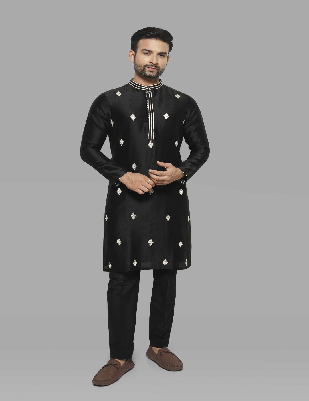 Black Chanderi Kurta