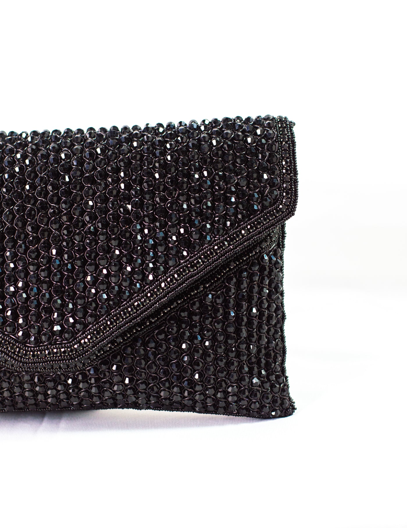 Crystal Envelope Black Clutch
