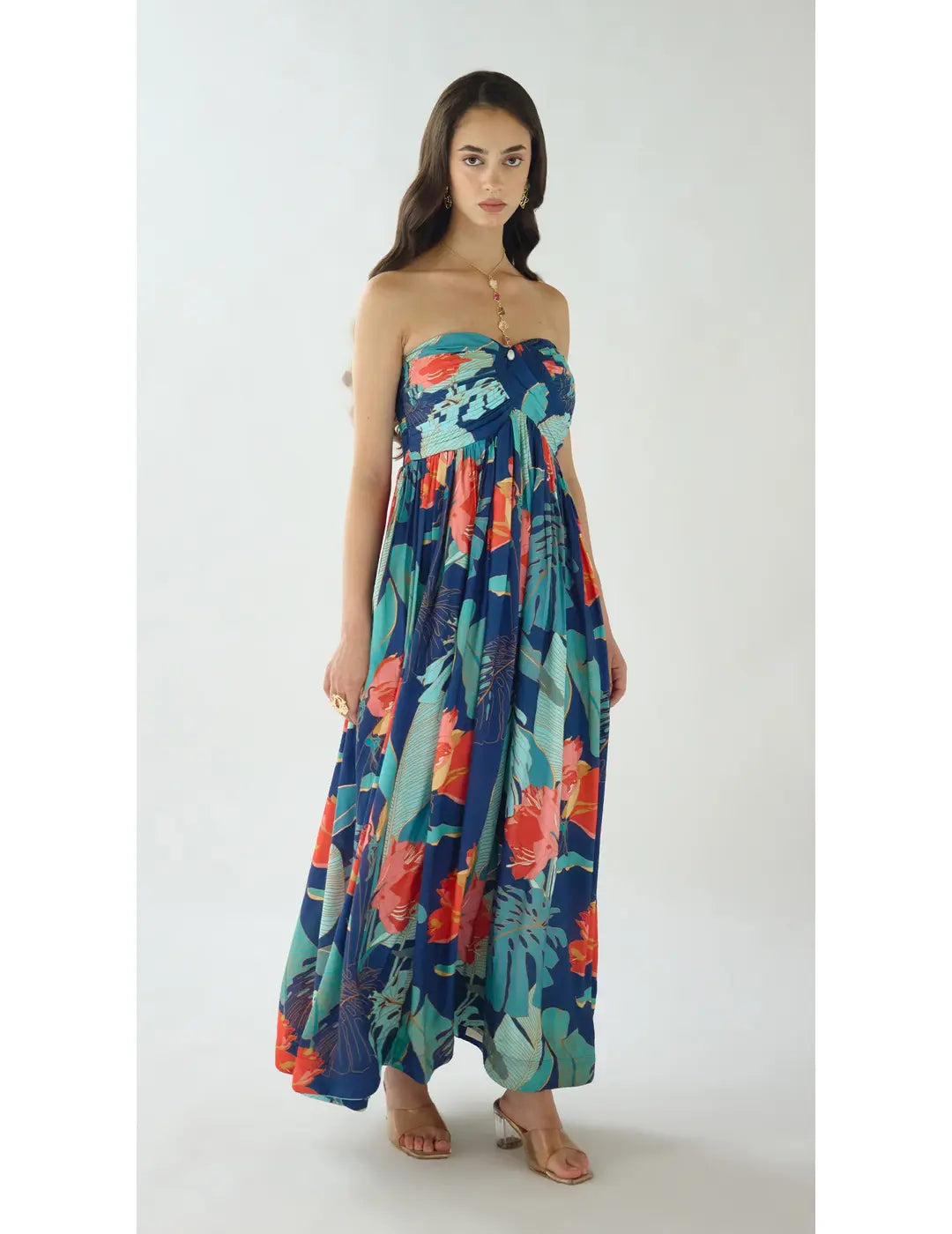 Blue Lagoon Bloom Muslin Dress