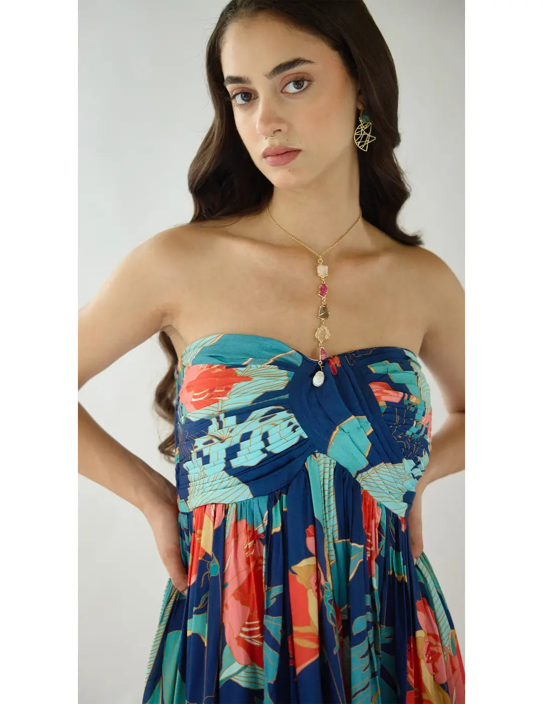 Blue Lagoon Bloom Muslin Dress