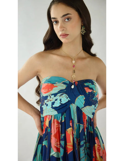 Blue Lagoon Bloom Muslin Dress
